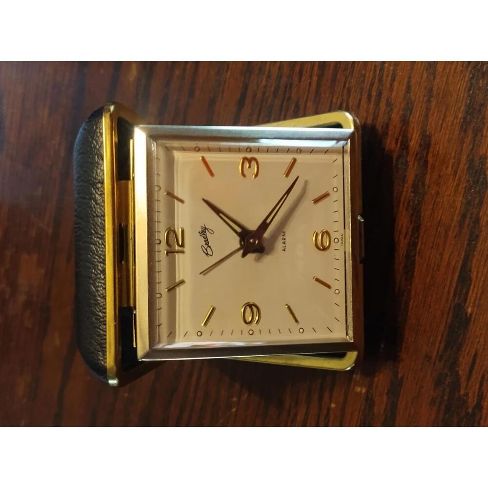 Vintage Bradley Folding Travel‎ Alarm Clock Wind-Up Gold Made in Japan